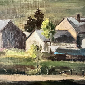 Guy DIRICKX "The village of Maboge 1974" oil on canvas