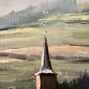 Guy DIRICKX « Le village de Maboge 1974 » peinture huile sur toile