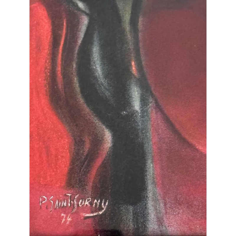 Pierre Saint-Sorny ‘Abstract composition’ mixed media painting, 1974