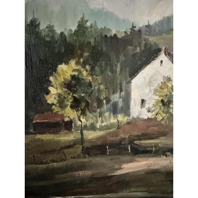 Guy DIRICKX "The village of Maboge 1974" oil on canvas