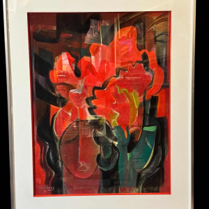 Pierre Saint-Sorny "Composition abstraite" tableau technique mixte, 1974