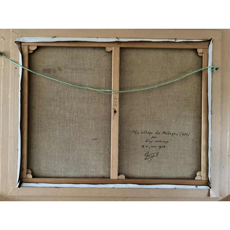 Guy DIRICKX "The village of Maboge 1974" oil on canvas