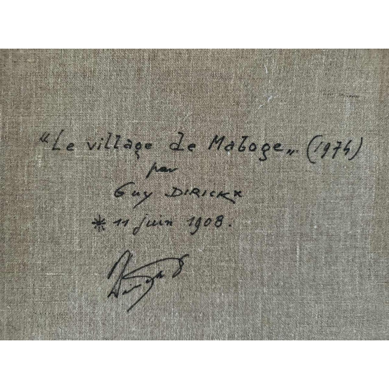 Guy DIRICKX « Le village de Maboge 1974 » peinture huile sur toile