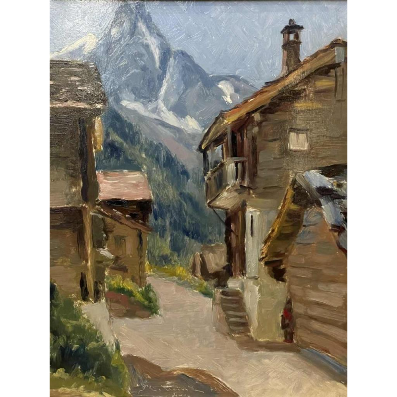 Dr Pierre DELCOURT (1914-): « Zinal » (village du Valais en Suisse)