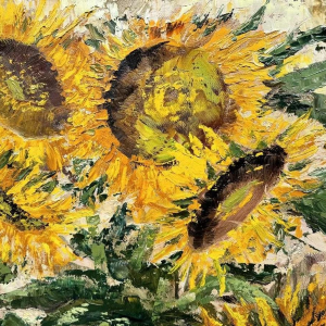 Maurice LEGRAND (1906-2004): « les soleils » (zonnebloem) schilderij op doek