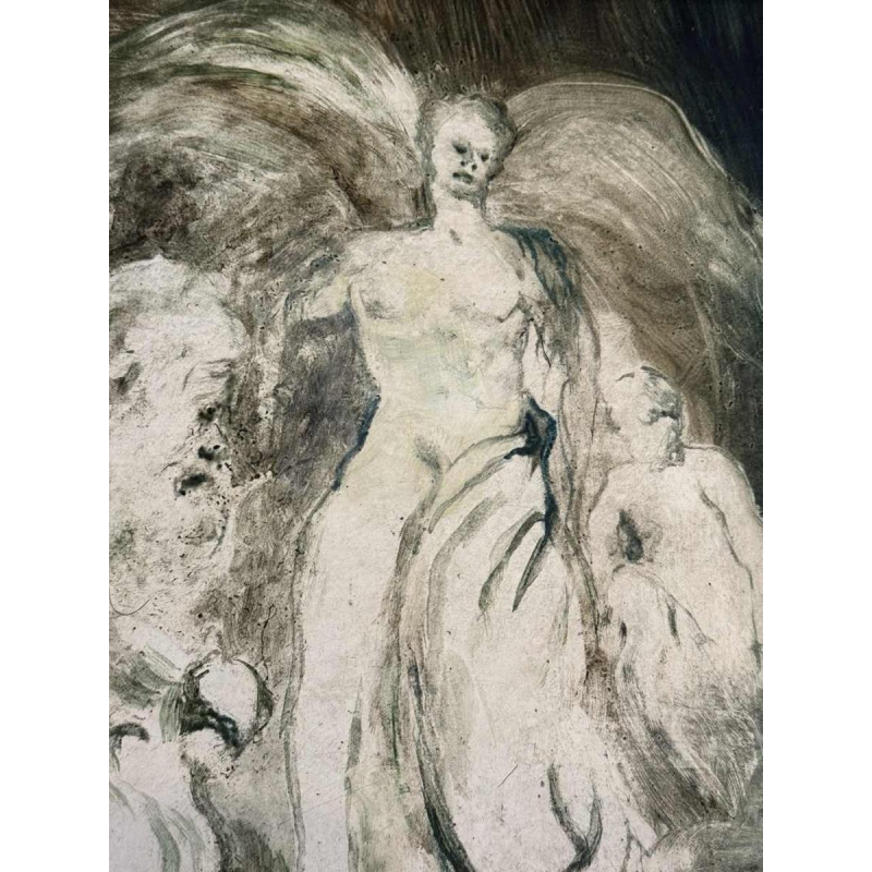 Yves BÖEL pseudonyme de Henri DE KNOPP « Archange » peinture huile sur panneau, 1972