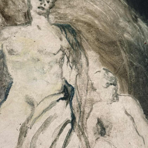 Yves BÖEL pseudonyme de Henri DE KNOPP « Archange » peinture huile sur panneau, 1972