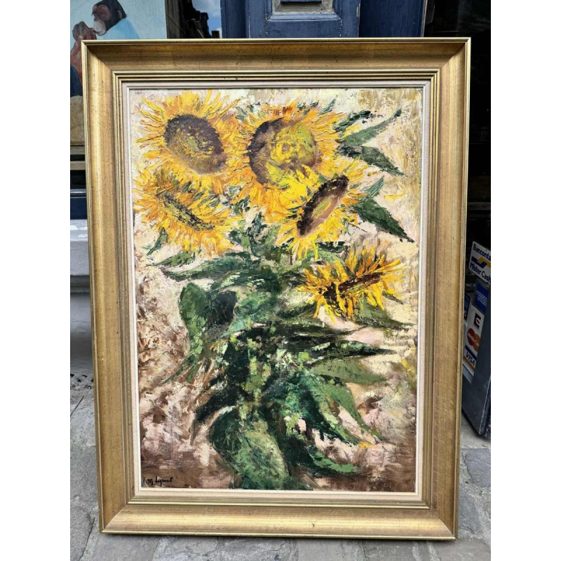 Maurice LEGRAND (1906-2004): « les soleils » (tournesols) peinture sur toile