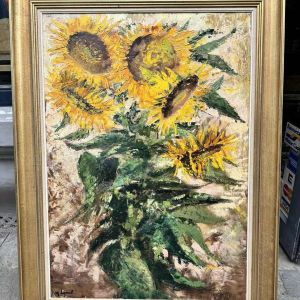 Maurice LEGRAND (1906-2004): « les soleils » (zonnebloem) schilderij op doek