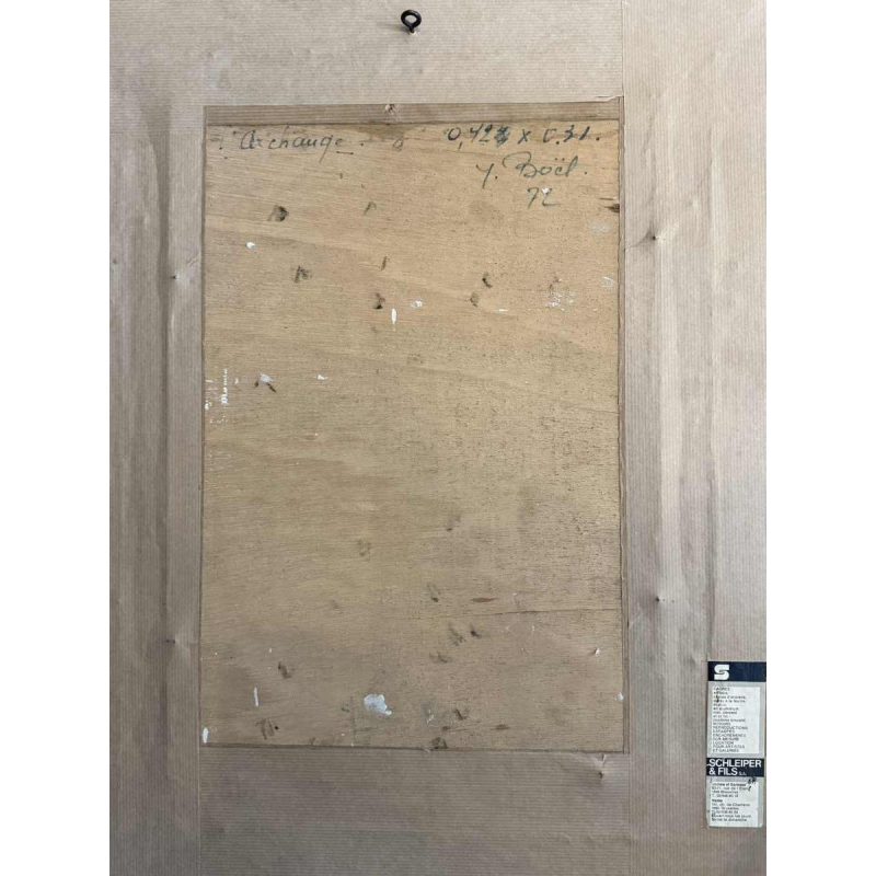 Yves BÖEL pseudonyme de Henri DE KNOPP « Archange » peinture huile sur panneau, 1972