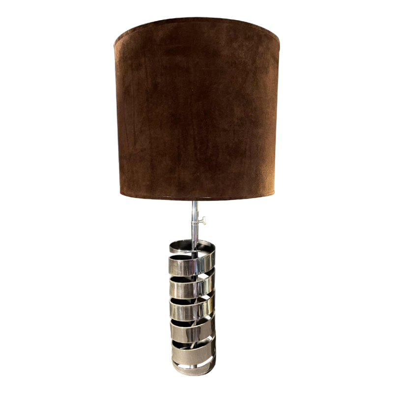 JACQUES CHARPENTIER, Pied de Lampe à Poser Spirale Ressort, Me´tal Chrome´, 1972
