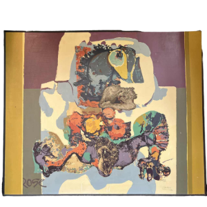 BERNARD DESFRERE ‘Rose’ large 1/10 oil screen print, Cobra movement, 1972