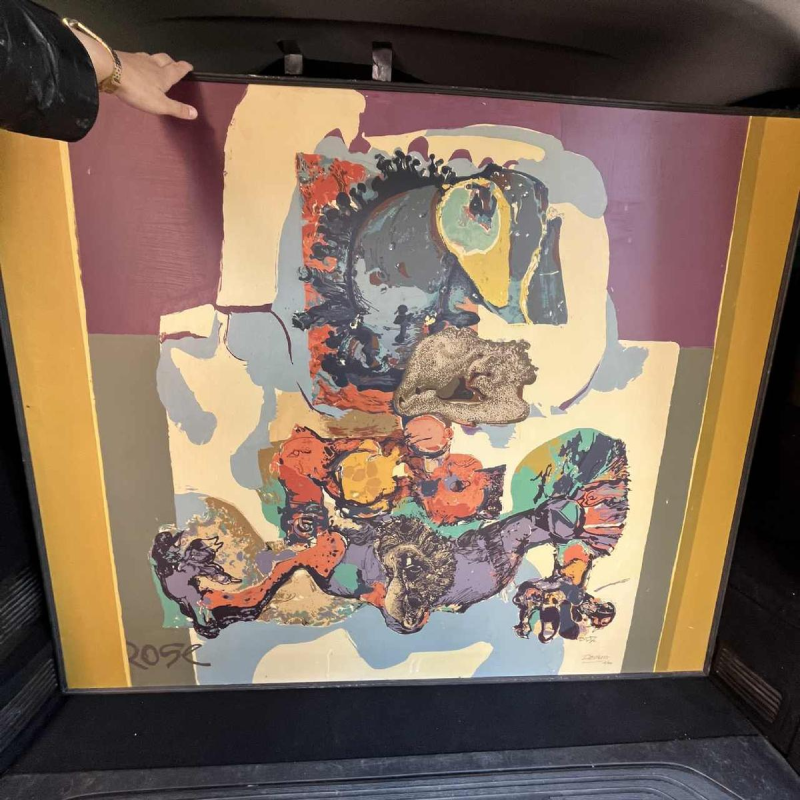 BERNARD DESFRERE "Rose" grande se´rigraphie huile 1/10, mouvement Cobra, 1972