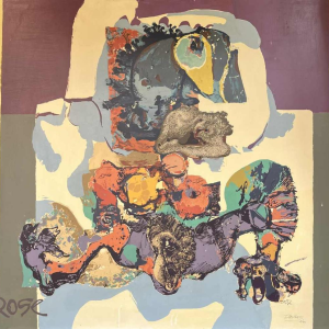 BERNARD DESFRERE ‘Rose’ large 1/10 oil screen print, Cobra movement, 1972