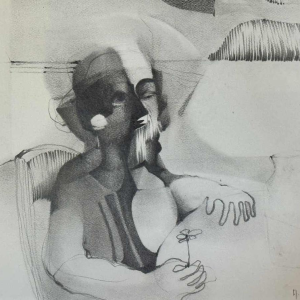 André SPRUMONT (1938-): Tekening met een loodmijn