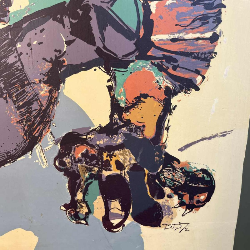 BERNARD DESFRERE ‘Rose’ large 1/10 oil screen print, Cobra movement, 1972