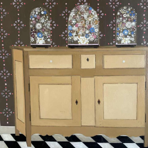 Ghislaine CAMBRON (1923- ) L'armoire bois blanc L'armoire de bois blanc 1972 oil on panel