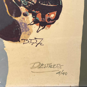 BERNARD DESFRERE ‘Rose’ large 1/10 oil screen print, Cobra movement, 1972