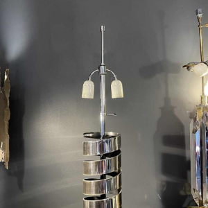 JACQUES CHARPENTIER, Large Spiral / Spring Table Lamp, Chromed Metal, 1972