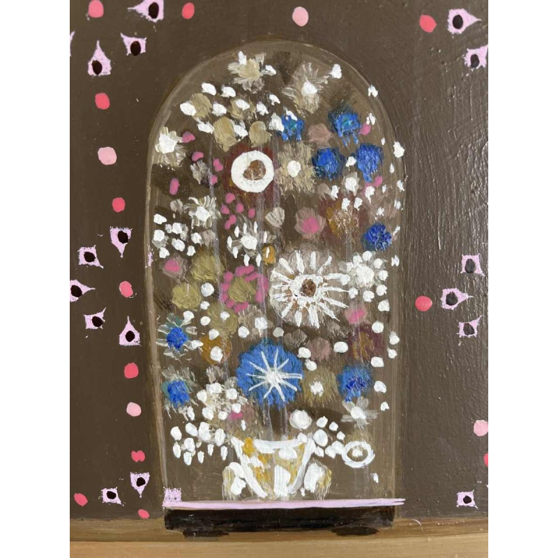 Ghislaine CAMBRON (1923- ) « Larmoire de bois blanc » 1972 huile sur panneau