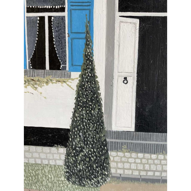 Ghislaine CAMBRON (1923- ) « Larmoire de bois blanc » 1972 huile sur panneau
