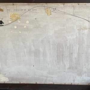 Ghislaine CAMBRON (1923- ) « Larmoire de bois blanc » 1972 huile sur panneau