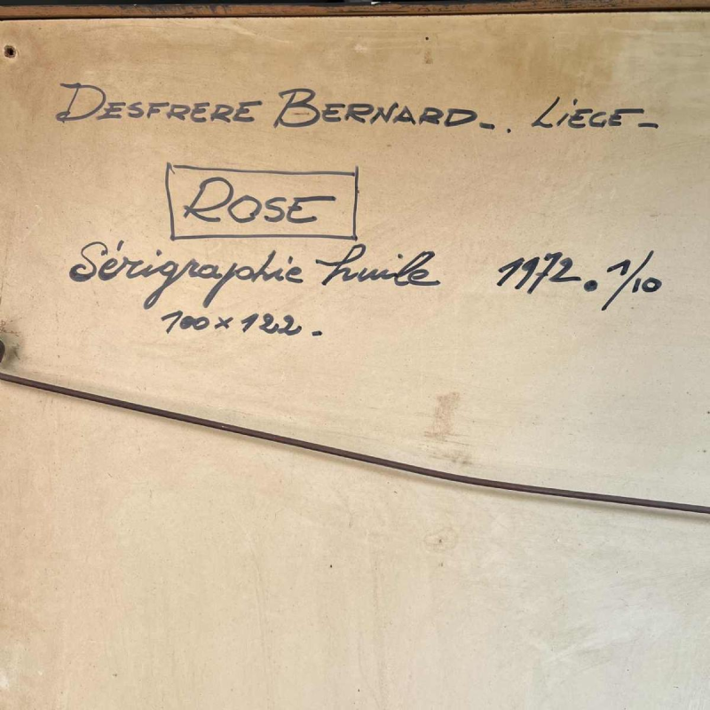 BERNARD DESFRERE “Roos” groot 1/10 olieverf zeefdruk, Cobra uurwerk, 1972
