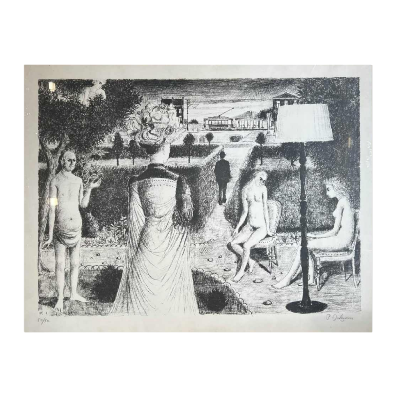 Paul DELVAUX (1897-1994) lithographie « Le Jardin » 1971
