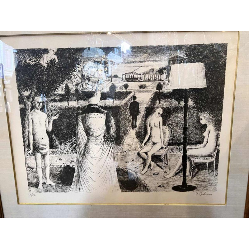 Paul DELVAUX (1897-1994) lithographie « Le Jardin » 1971