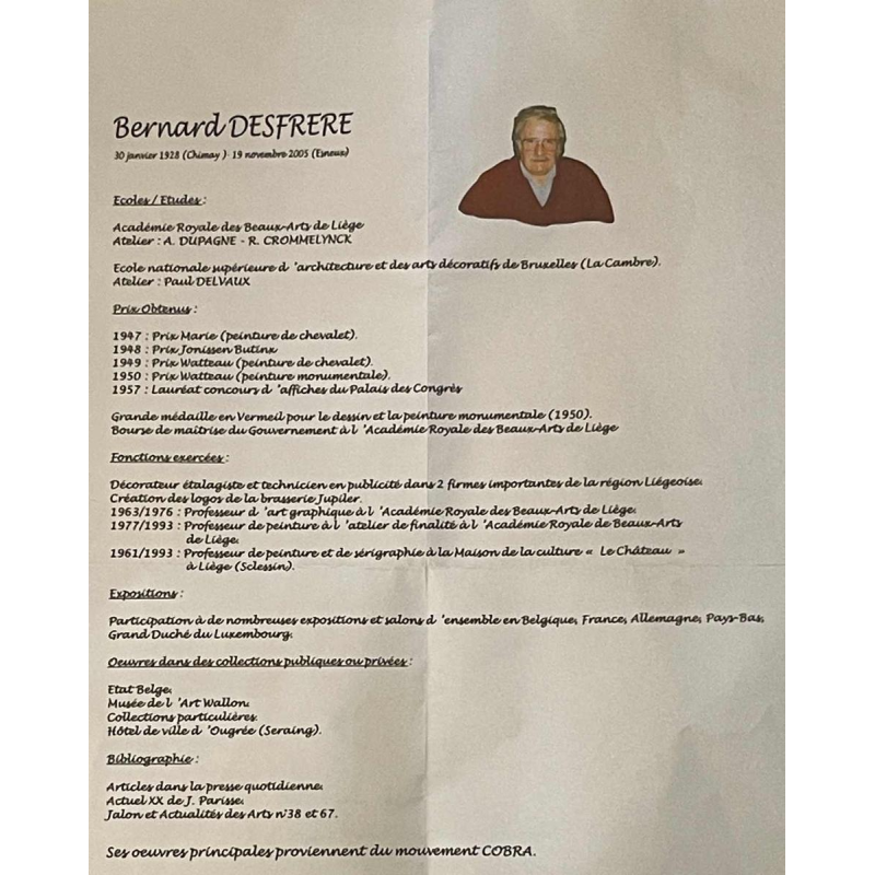 BERNARD DESFRERE ‘Rose’ large 1/10 oil screen print, Cobra movement, 1972