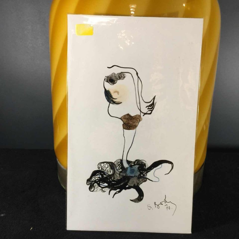 Anne Body " Pour Madame, ce sera une Méduse " 1970, Huile sur papier