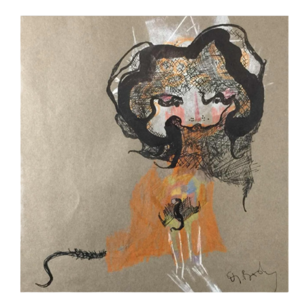 Anne Body " Parce queue " 1970, technique mixte sur papier