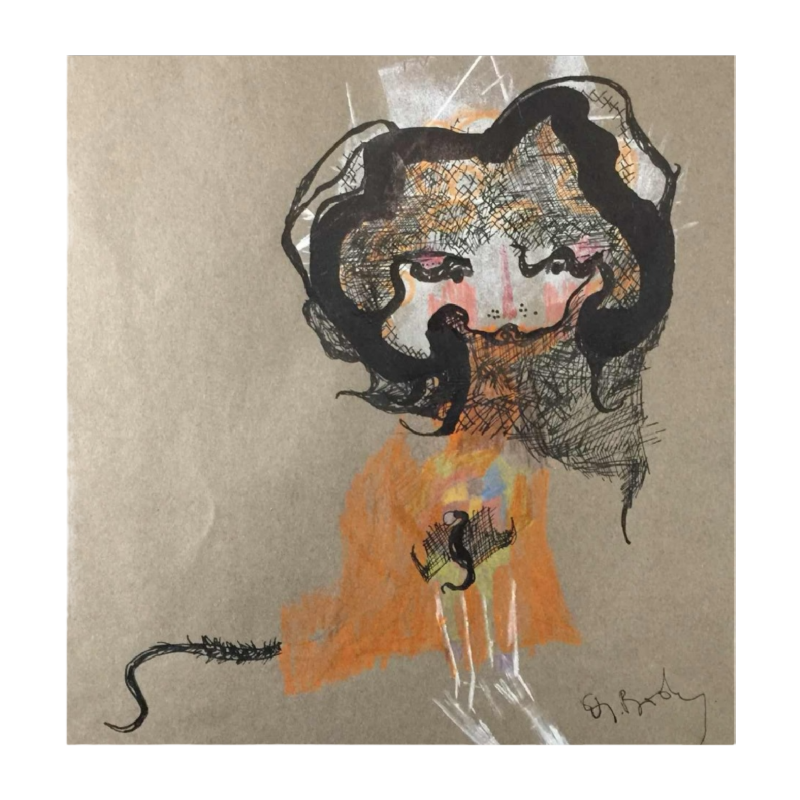 Anne Body " Parce queue " 1970, technique mixte sur papier