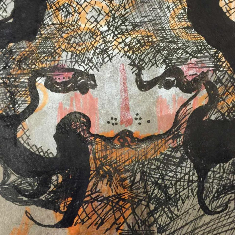 Anne Body " Parce queue " 1970, technique mixte sur papier