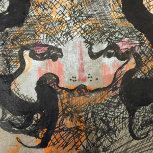 Anne Body " Parce queue " 1970, gemengde techniek op papier