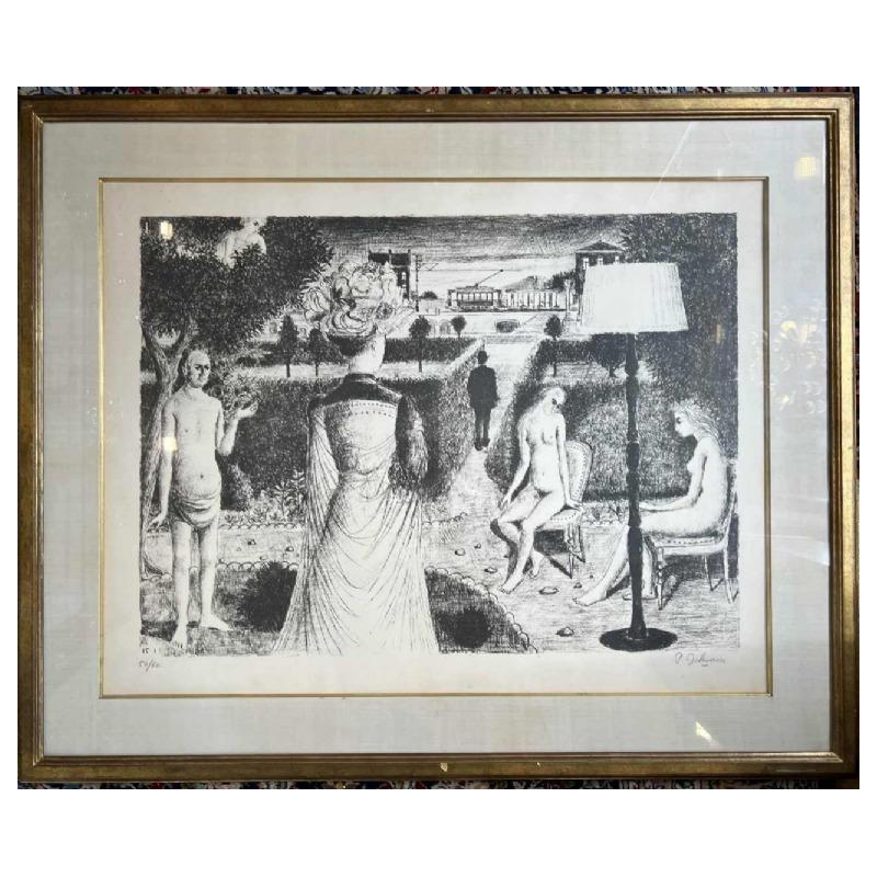 Paul DELVAUX (1897-1994) lithograph "Le Jardin" 1971