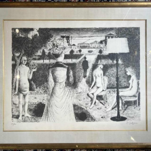 Paul DELVAUX (1897-1994) lithograph "Le Jardin" 1971