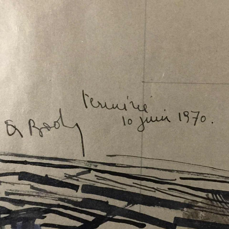 Anne Body " Parce queue " 1970, gemengde techniek op papier