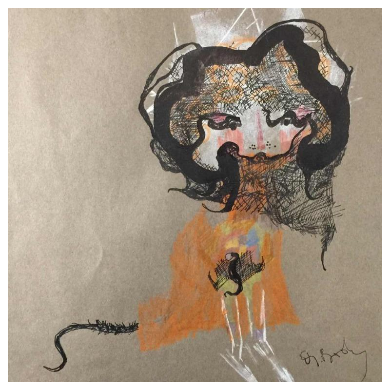 Anne Body " Parce queue " 1970, technique mixte sur papier