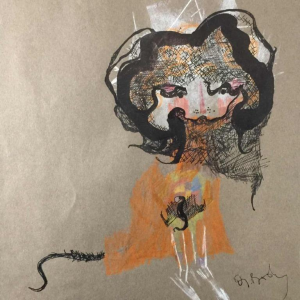 Anne Body " Parce queue " 1970, technique mixte sur papier