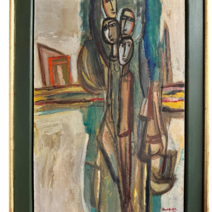 Théo HUMBLET "Les citadins le dimanche à  la campagne" 1968 painting oil on cardboard