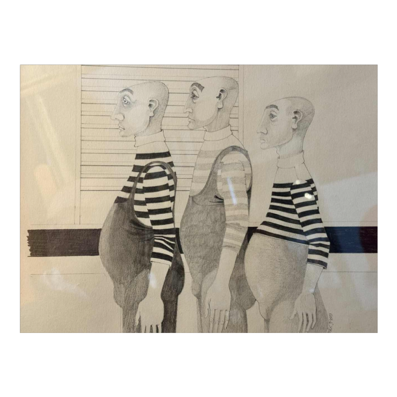 Jean-Pierre FELIX (1938-): « Les hommes bedonnants » dessin