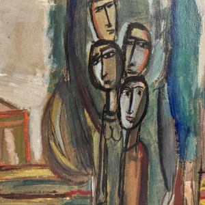 Théo HUMBLET « Les citadins le dimanche à la campagne » 1968 peinture huile sur carton