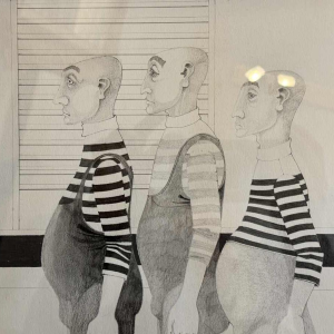 Jean-Pierre FELIX (1938-): « Les hommes bedonnants » dessin