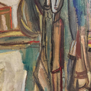 Théo HUMBLET « Les citadins le dimanche à la campagne » 1968 peinture huile sur carton