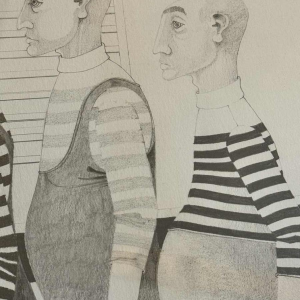 Jean-Pierre FELIX (1938-): « Les hommes bedonnants » drawing