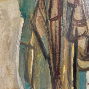 Théo HUMBLET « Les citadins le dimanche à la campagne » 1968 peinture huile sur carton