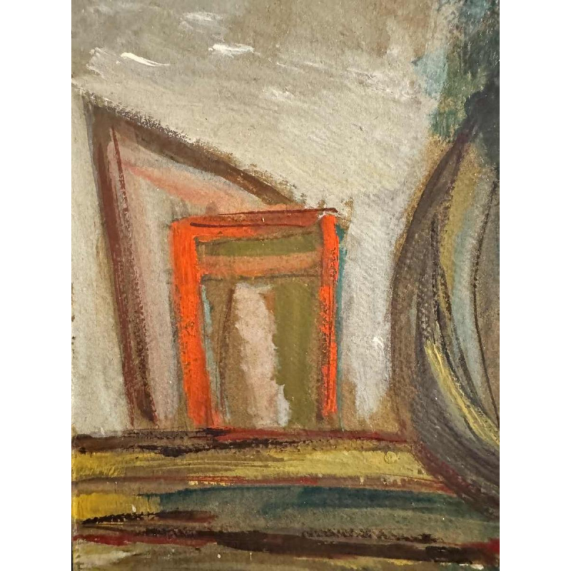 Théo HUMBLET "Les citadins le dimanche à  la campagne" 1968 painting oil on cardboard