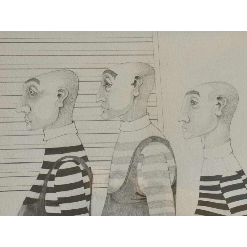 Jean-Pierre FELIX (1938-): « Les hommes bedonnants » drawing