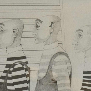 Jean-Pierre FELIX (1938-): « Les hommes bedonnants » drawing